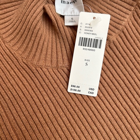 Maeve Camel Ribbed Turtleneck Sweater - Picture 2 of 4